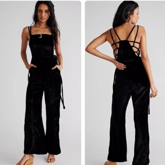 NWT FREE PEOPLE 90’s FOREVER OVERALLS BLACK - Picture 1 of 14